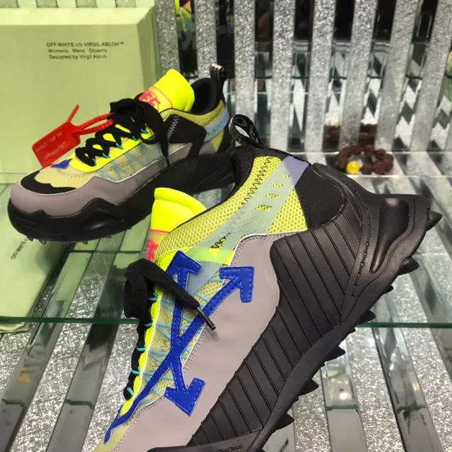 Off-White Jaune Bleu Semelle Sculptée Détail Zip-Tie Industriel Sneakers Chunky 5