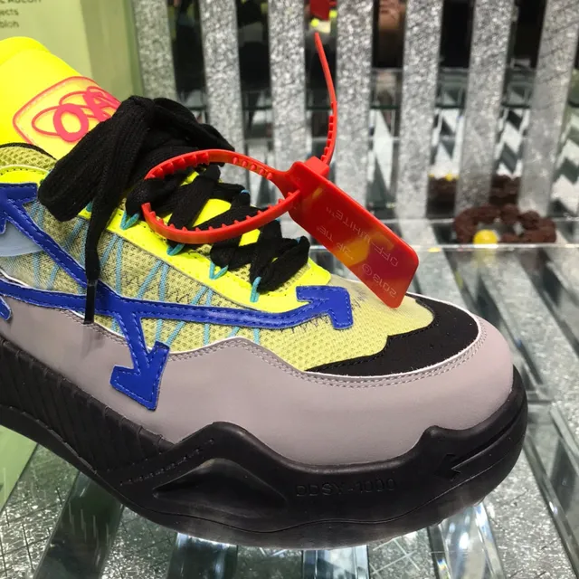 Off-White Jaune Bleu Semelle Sculptée Détail Zip-Tie Industriel Sneakers Chunky 7