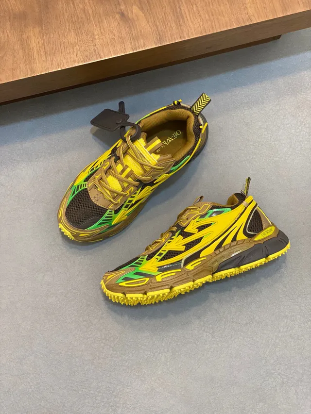 Off-White Semelle Jaune Verte Superpositions de Flèches Géométriques Sneakers Chunky 6