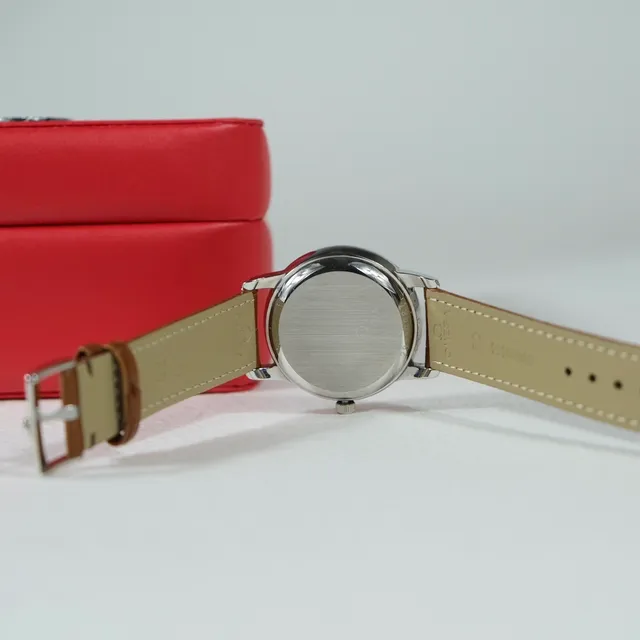 Omega De Ville Esfera Blanca Correa de Cuero Marrón Reloj Mecánico 5