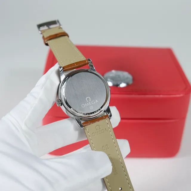 Omega De Ville Esfera Blanca Correa de Cuero Marrón Reloj Mecánico 7