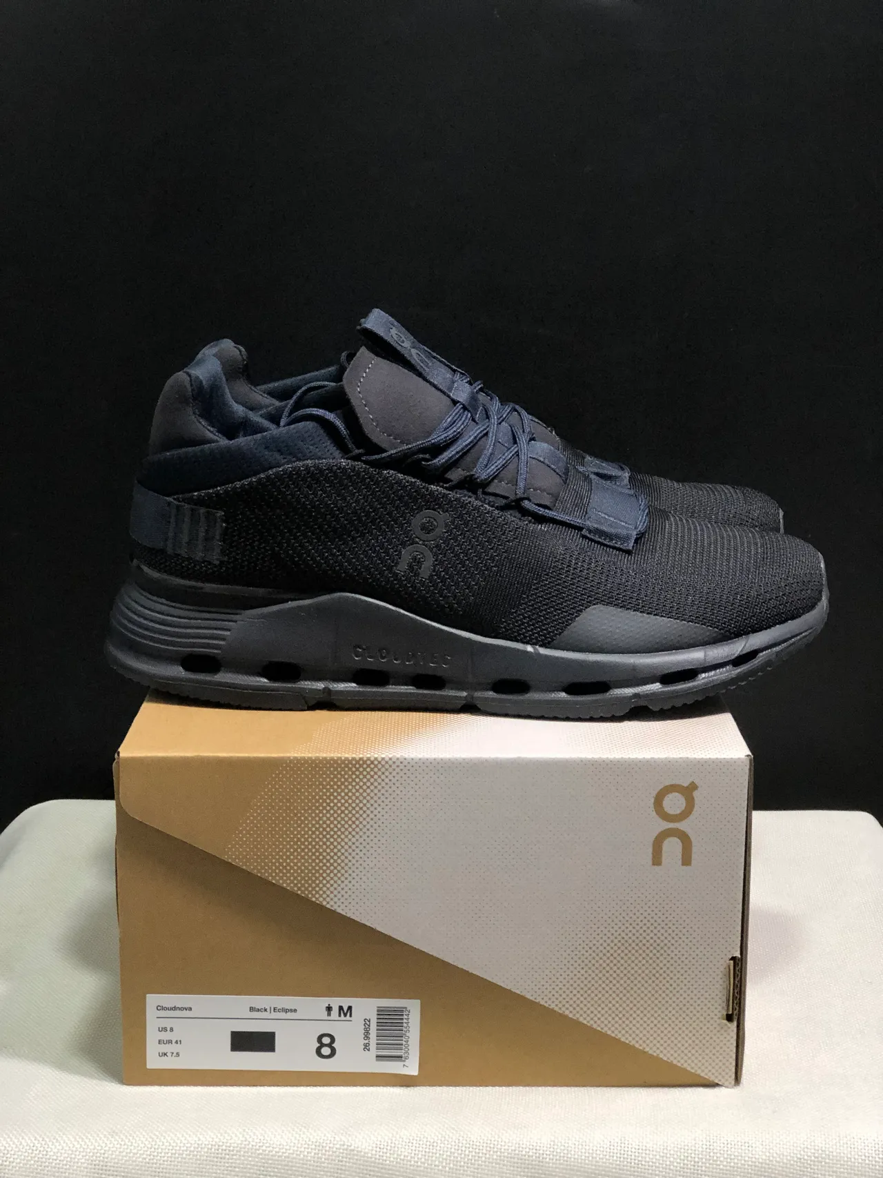 On Black Engineered Knit Upper Strap Closure System Sneakers 2