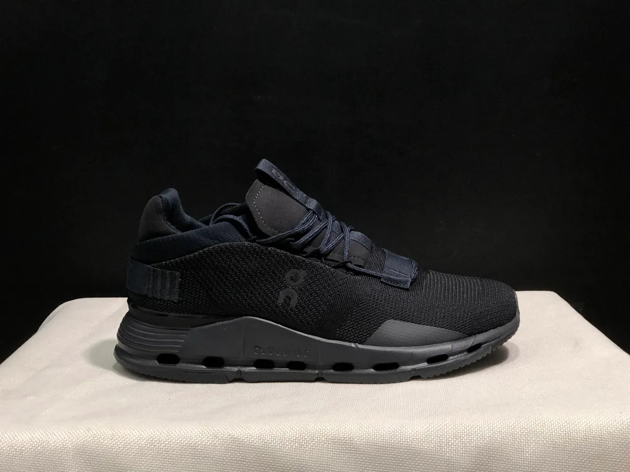 On Black Engineered Knit Upper Strap Closure System Sneakers 5