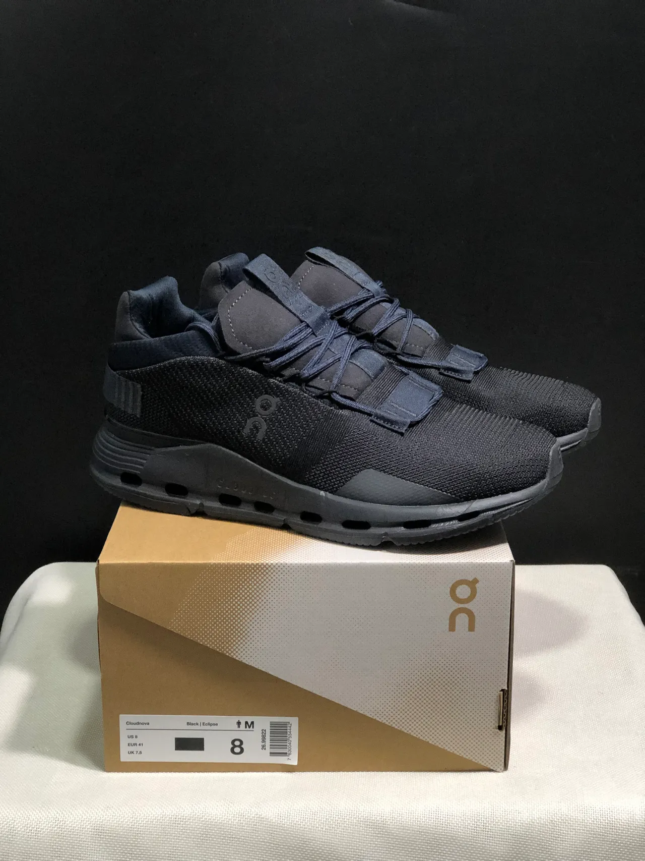 On Black Engineered Knit Upper Strap Closure System Sneakers 7