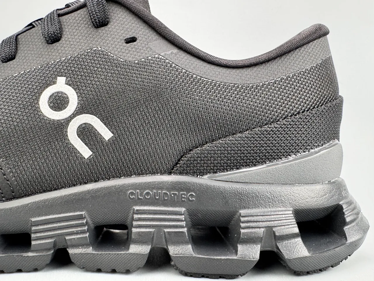 On Cloud Black White Knit Upper Segmented CloudTec Midsole Running Shoes 3
