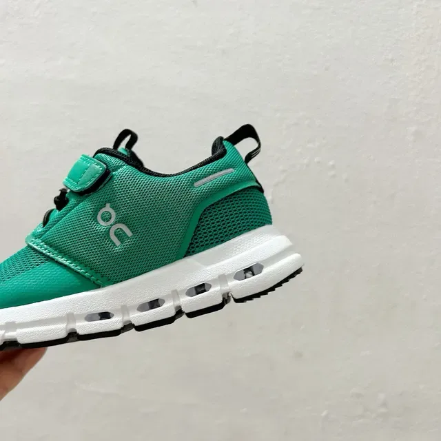On Cloud Vert Jaune Sans lacets Double sangle Velcro Lifestyle Sneakers 11