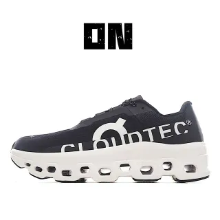 On Cloudmonster Zapatillas de correr negras y blancas