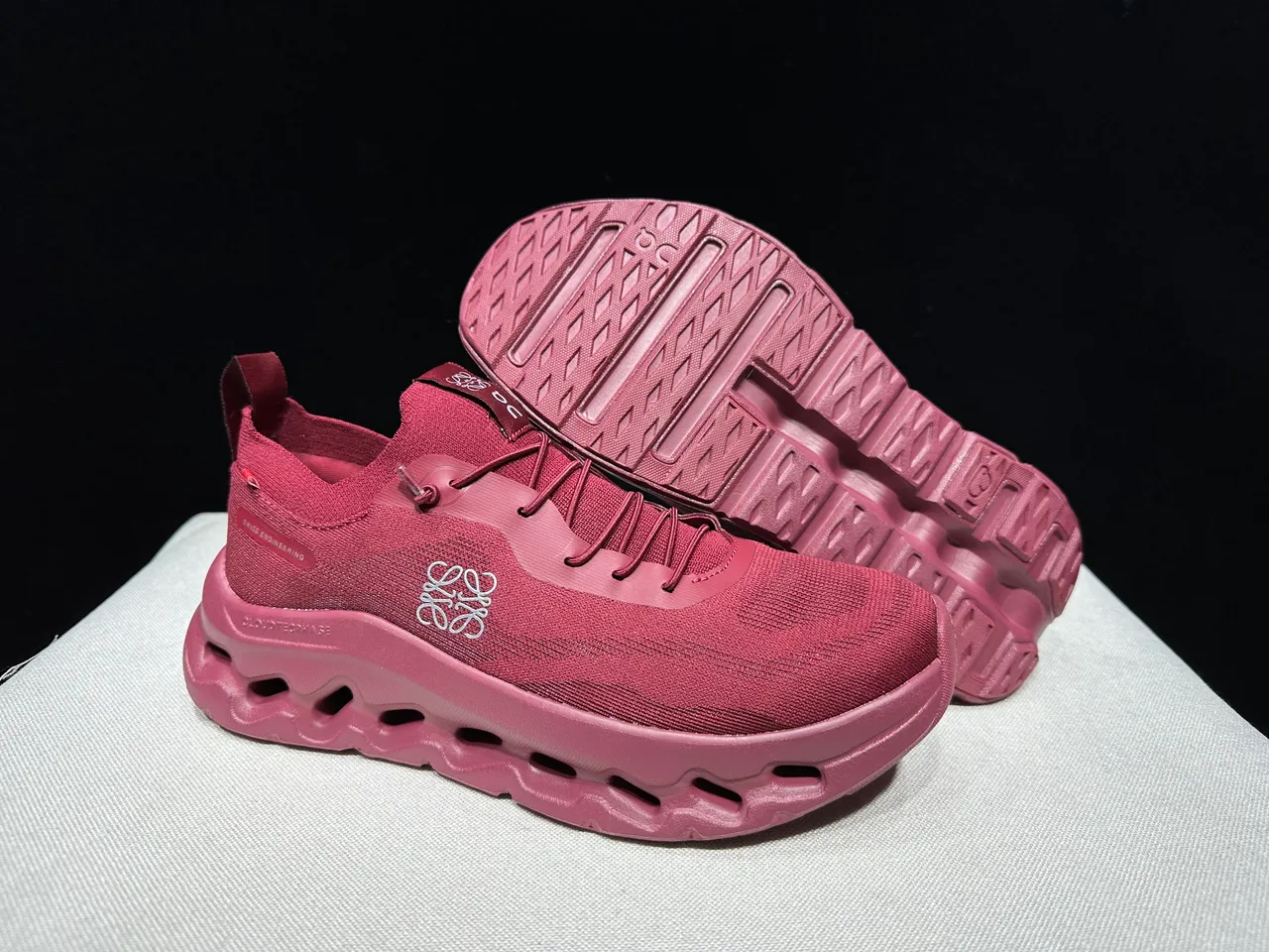 On Cloudmonster Maroon Knit Running Shoes 10