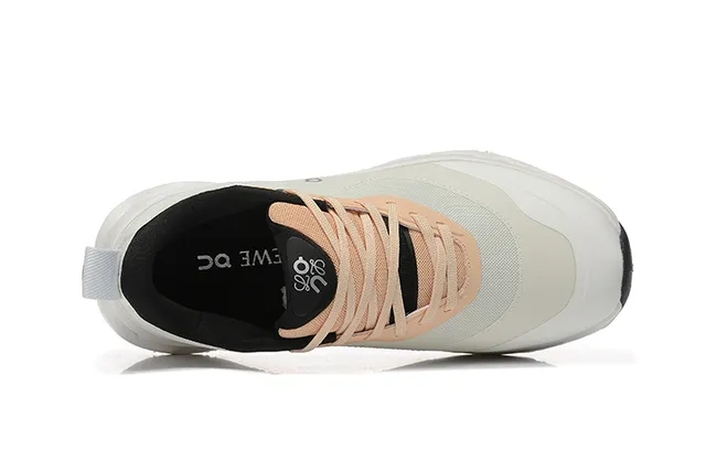 On Cloudmonster Off-White Peach Black Running Shoes 3