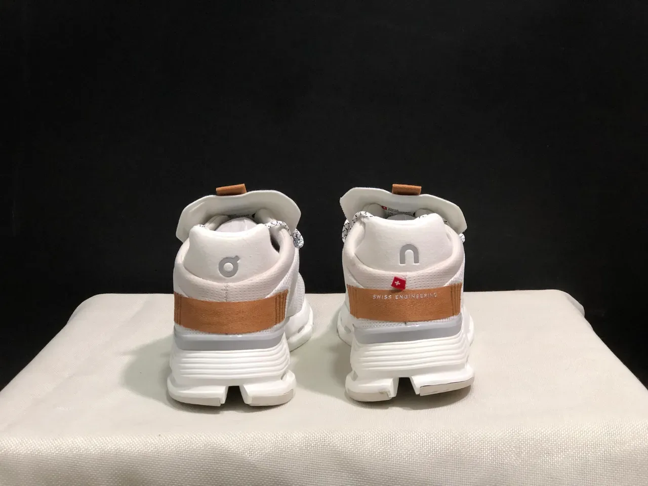 On Cloudmonster White Tan Black Lifestyle Sneakers 3