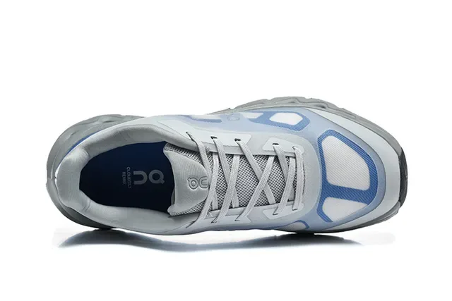On Gray Blue Malla Ingenierada Superior Abierto Hexagonal CloudTec Pods Zapatos de running 3