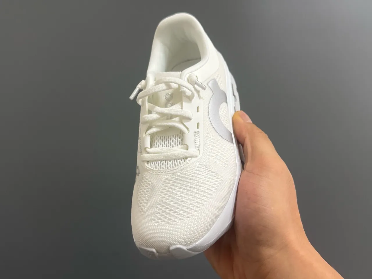On Gray White Low-Top Breathable Mesh Upper Running Shoes 13