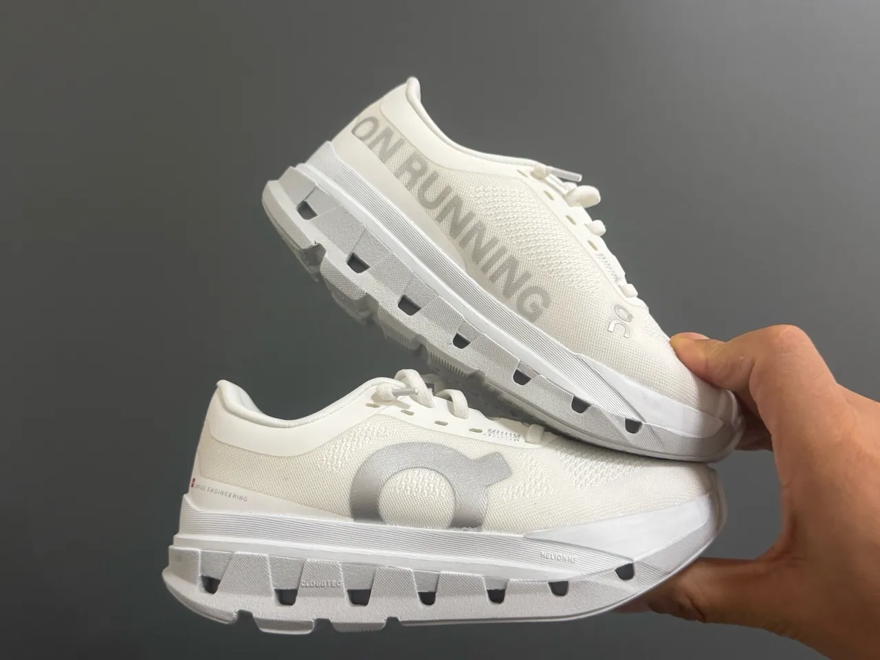 On Gray White Low-Top Breathable Mesh Upper Running Shoes 19