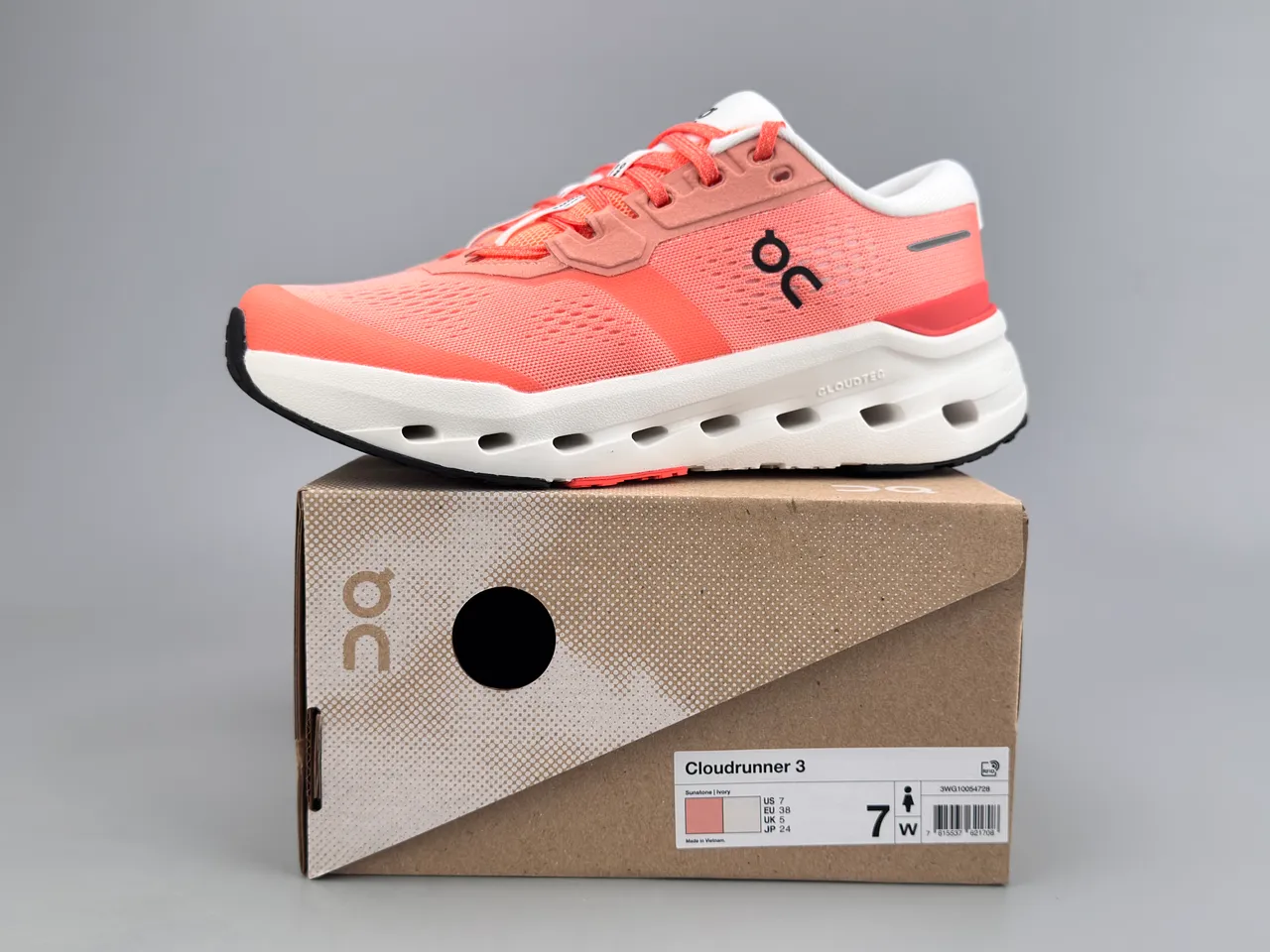 On Orange White Engineered Mesh Upper Open Hexagonal CloudTec Pods Running Shoes 2