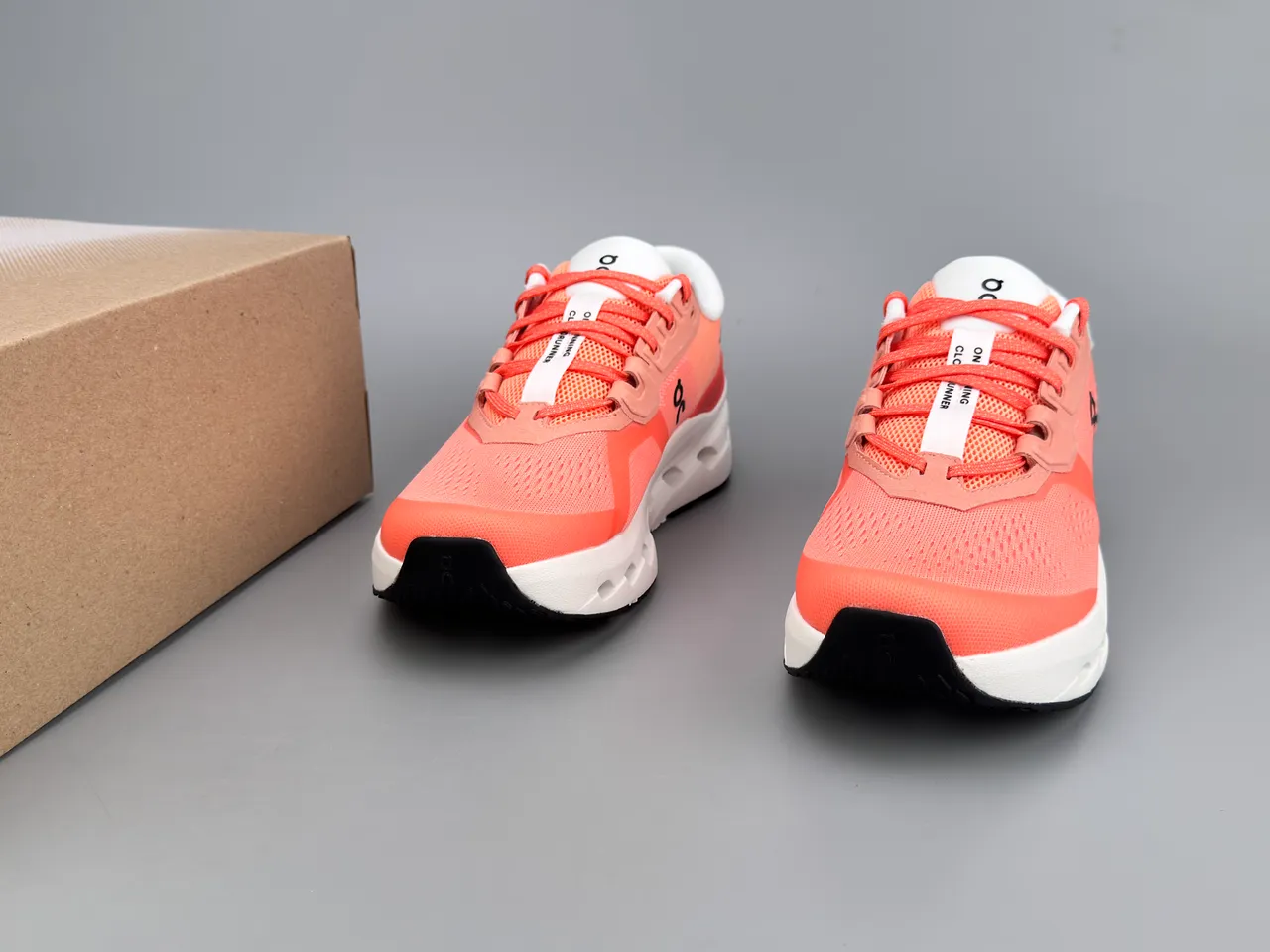 On Orange White Engineered Mesh Upper Open Hexagonal CloudTec Pods Running Shoes 3