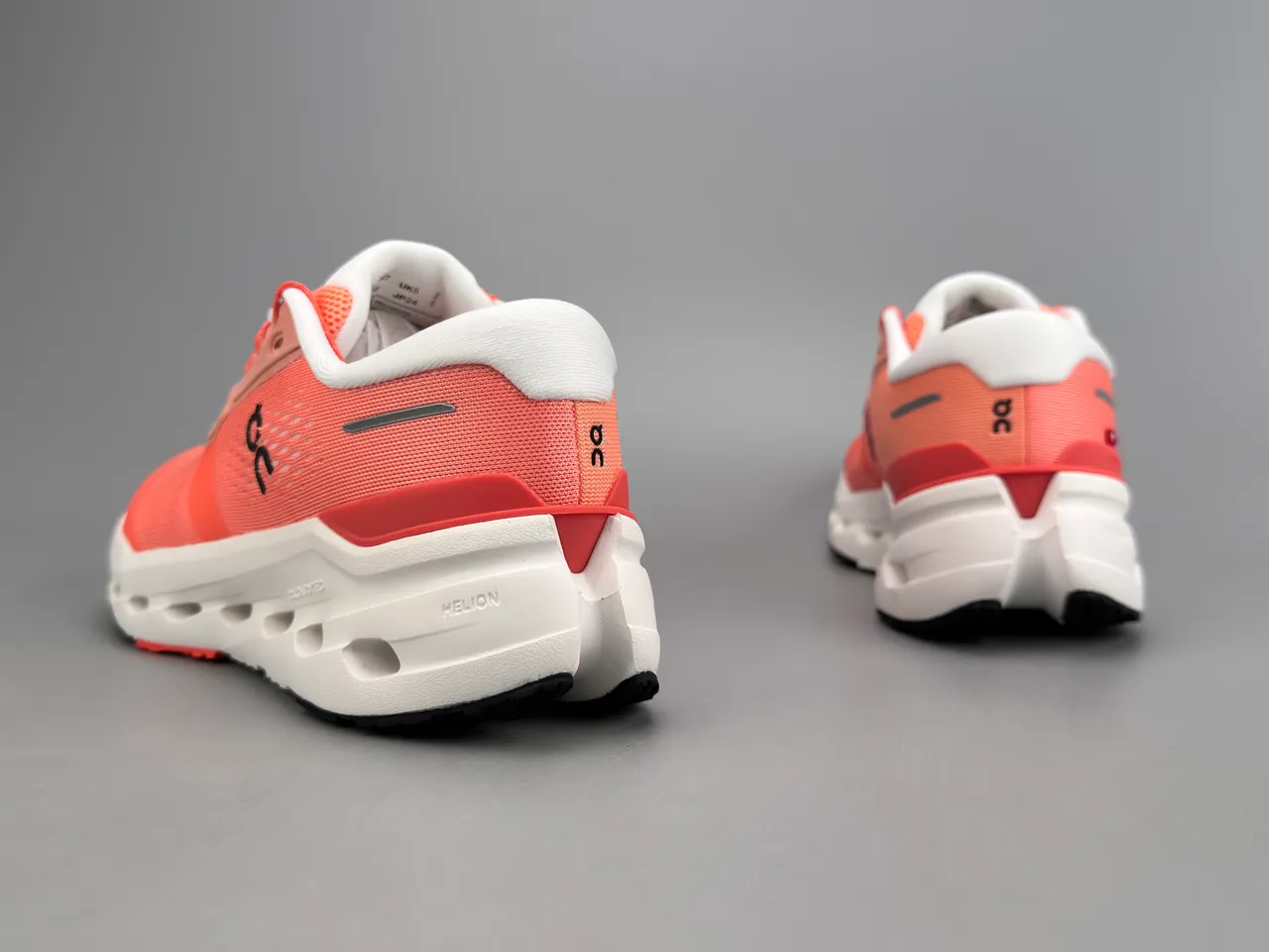 On Orange White Engineered Mesh Upper Open Hexagonal CloudTec Pods Running Shoes 4