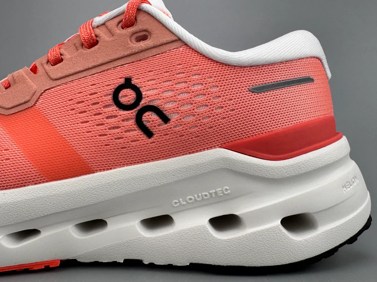On Orange White Engineered Mesh Upper Open Hexagonal CloudTec Pods Running Shoes 5