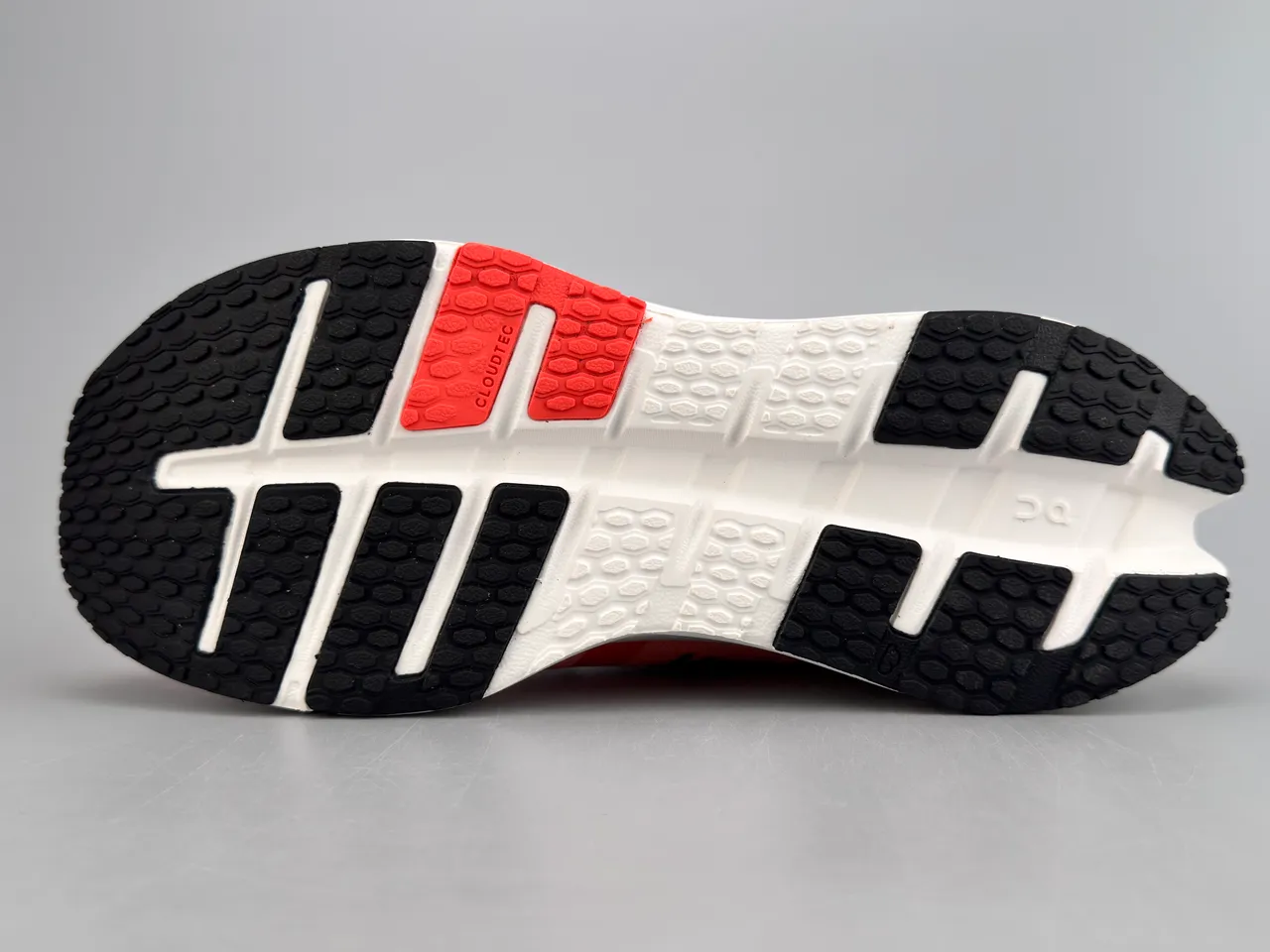 On Orange White Engineered Mesh Upper Open Hexagonal CloudTec Pods Running Shoes 8