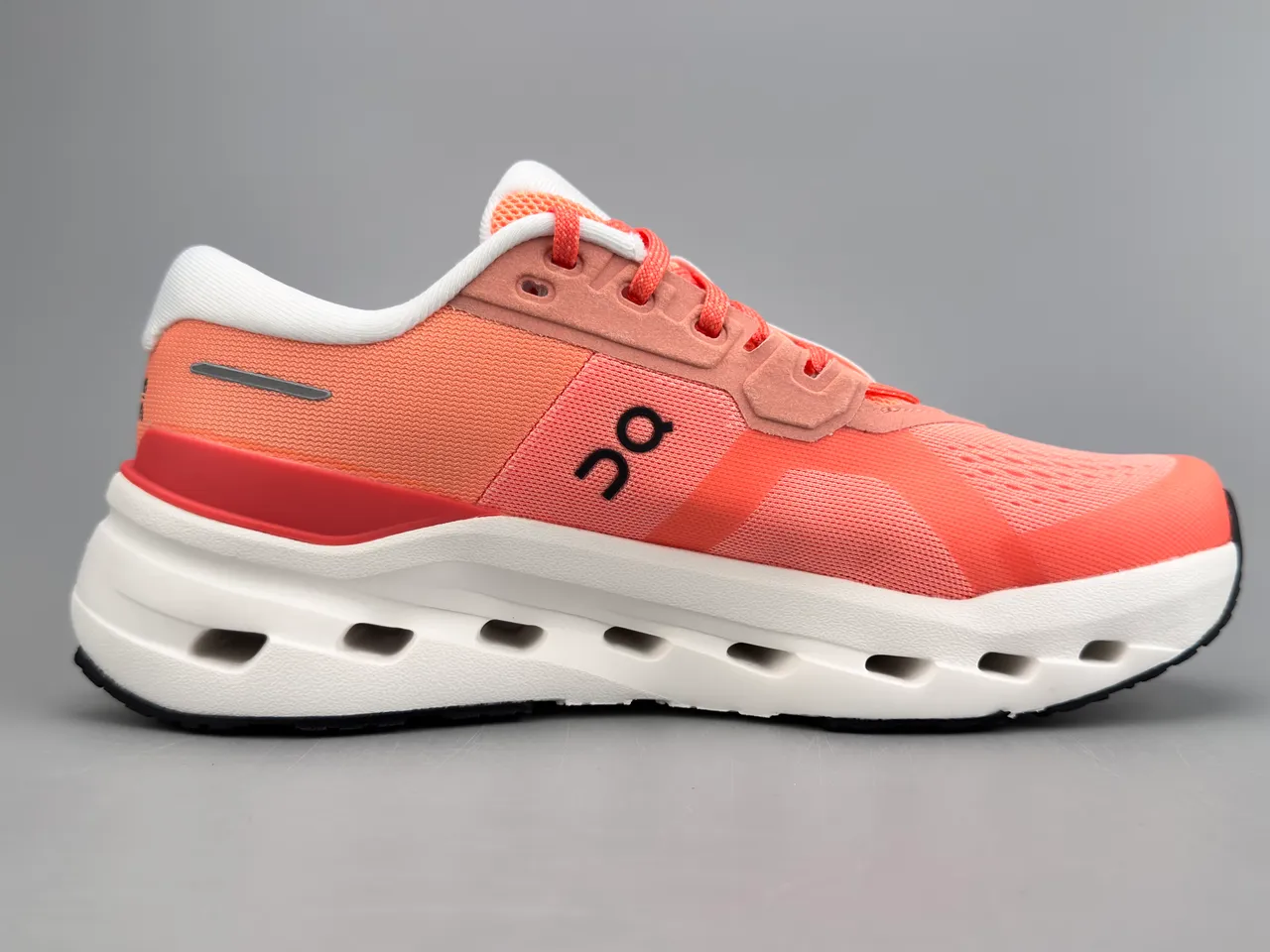 On Orange White Engineered Mesh Upper Open Hexagonal CloudTec Pods Running Shoes 10