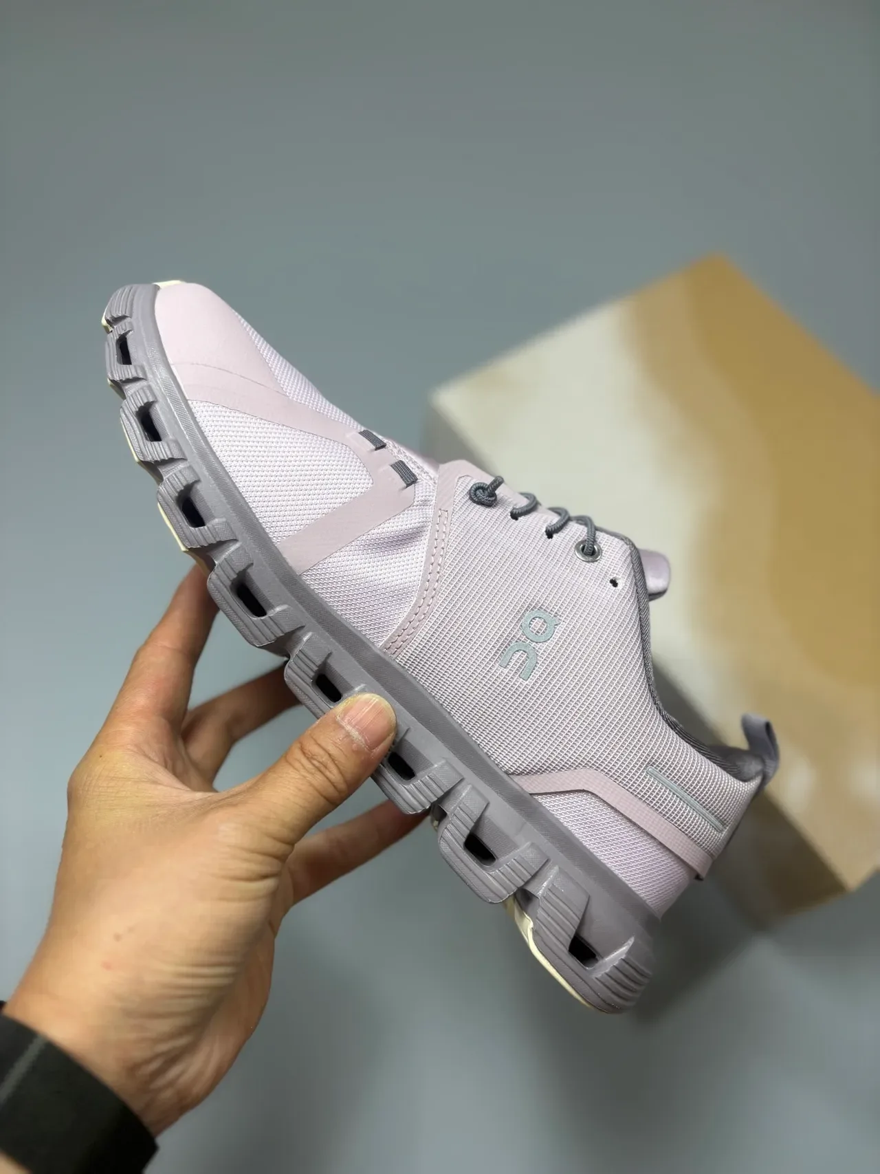 On Pink Gray Segmented CloudTec Midsole Engineered Mesh Upper Lifestyle Sneakers 3