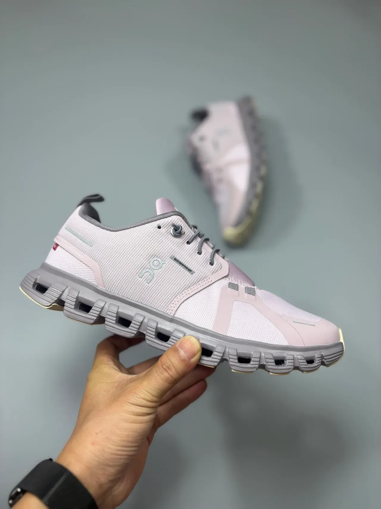 On Pink Gray Segmented CloudTec Midsole Engineered Mesh Upper Lifestyle Sneakers 5