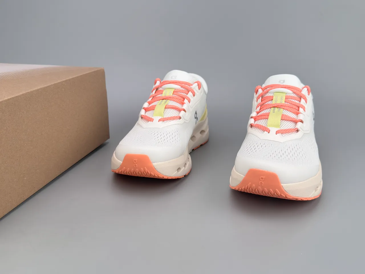 On Running Shoe White Coral Yellow Running Shoes 3