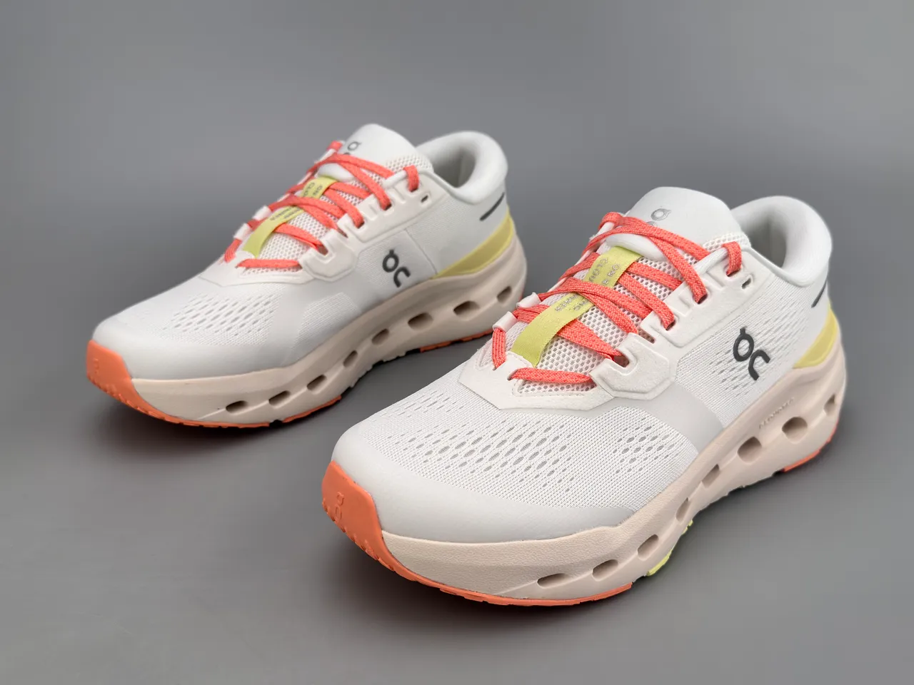 On Running Shoe White Coral Yellow Running Shoes 5
