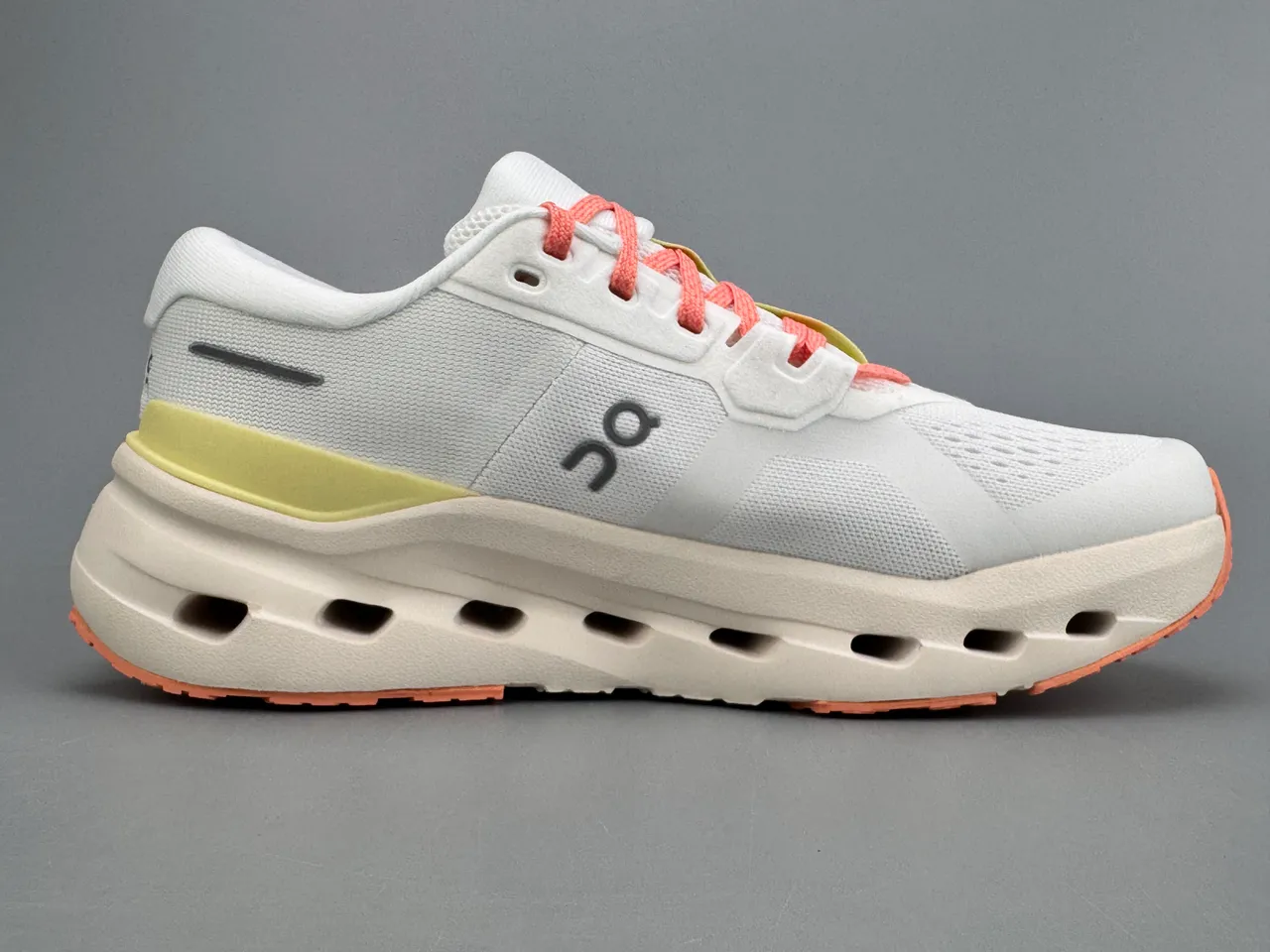 On Running Shoe White Coral Yellow Running Shoes 10