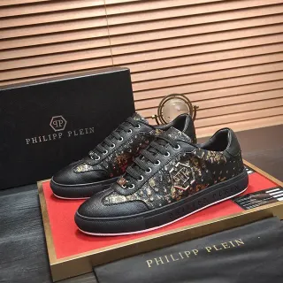 Philipp Plein Black and Gold Speckle Studded Lifestyle Sneakers
