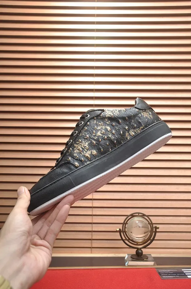 Philipp Plein Black and Gold Speckle Studded Lifestyle Sneakers 5