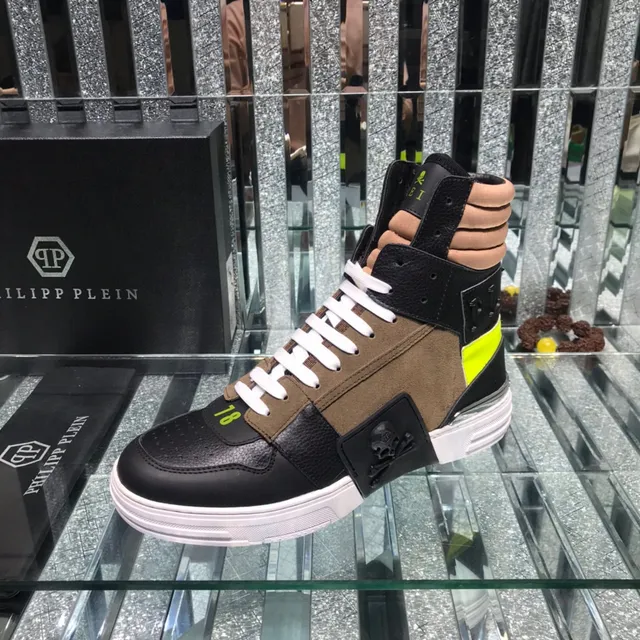Philipp Plein Black Brown High-Top Multi-Panel Lifestyle Sneakers 4