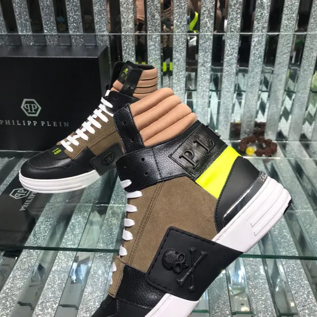 Philipp Plein Black Brown High-Top Multi-Panel Lifestyle Sneakers 5