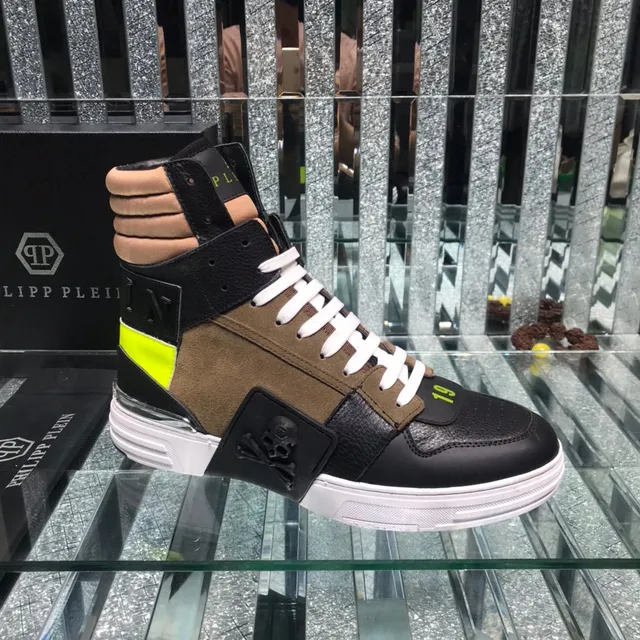 Philipp Plein Black Brown High-Top Multi-Panel Lifestyle Sneakers 9