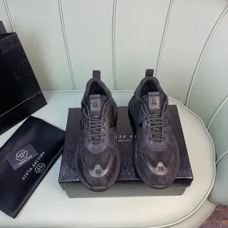 Philipp Plein 黑色鞋底 混搭材质 厚底运动鞋