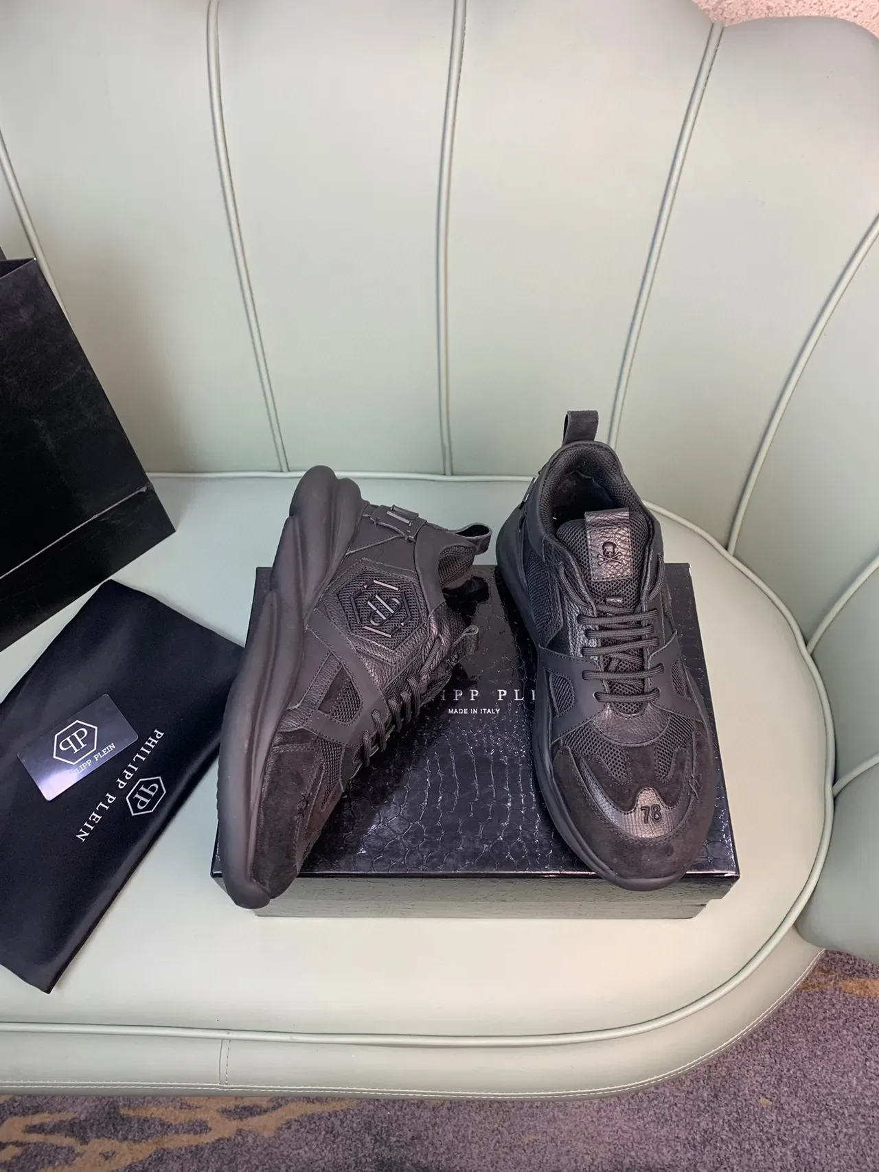 Philipp Plein Black Sole Mixed-Material Upper Chunky Sneakers 3