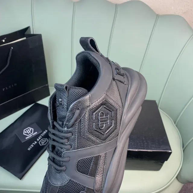 Philipp Plein Black Sole Mixed-Material Upper Chunky Sneakers 4