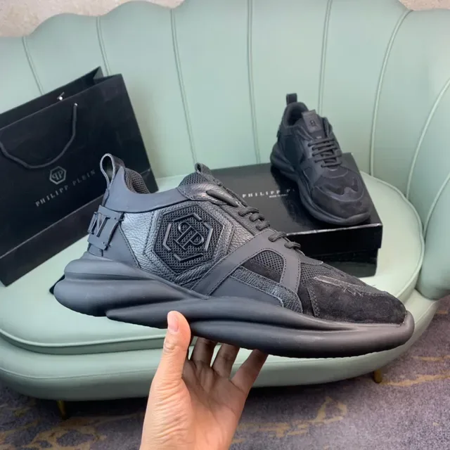 Philipp Plein Black Sole Mixed-Material Upper Chunky Sneakers 5