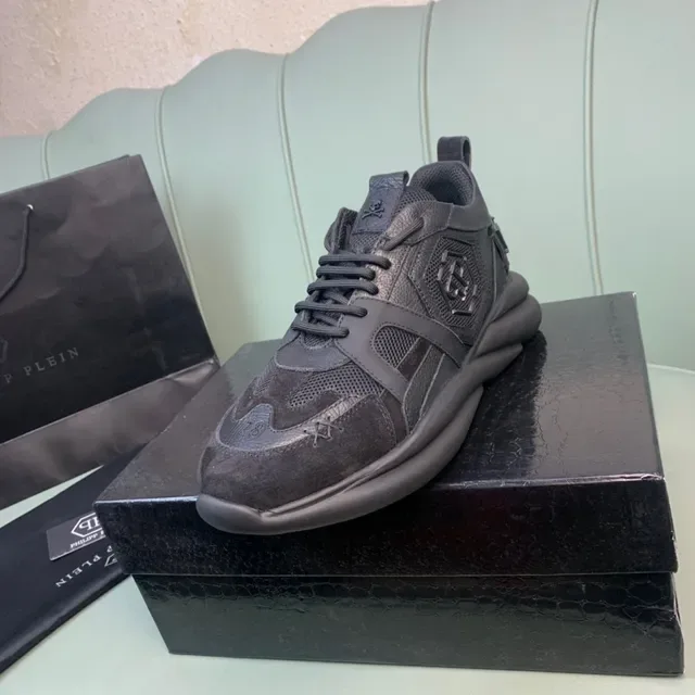 Philipp Plein Black Sole Mixed-Material Upper Chunky Sneakers 7