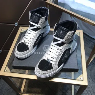 Philipp Plein 黑色白色水晶装饰高帮生活方式运动鞋