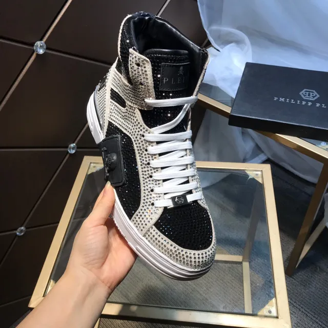 Philipp Plein sneakers lifestyle noires et blanches ornées de cristaux 2