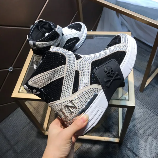 Philipp Plein sneakers lifestyle noires et blanches ornées de cristaux 5