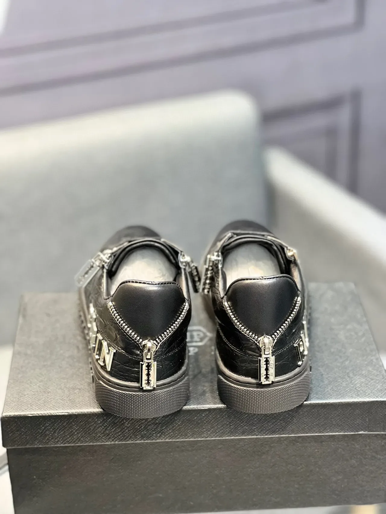 Philipp Plein Sneakers Lifestyle en cuir embossé crocodile avec fermeture éclair 7