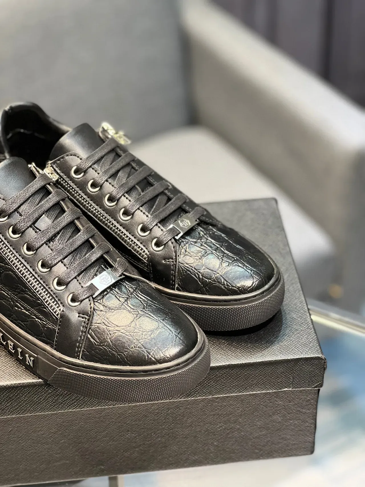Philipp Plein Sneakers Lifestyle en cuir embossé crocodile avec fermeture éclair 8