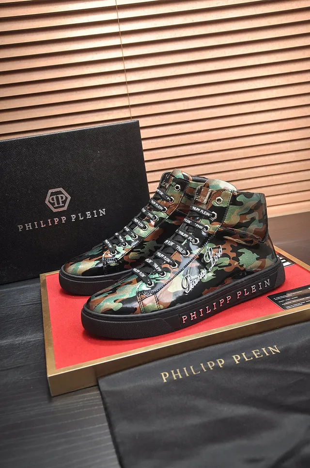 Philipp Plein Chaussure Lifestyle Hautes Multicolore Noir Brillant Camo Supérieur Chaussures Lifestyle 8