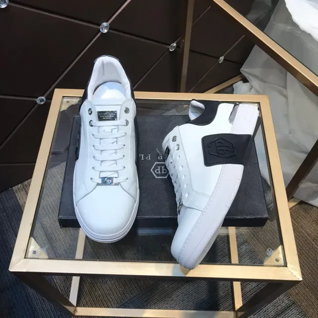 Philipp Plein Lifestyle Sneaker Branco Preto Couro Superior Painéis de Contraste Lifestyle Sneakers 7