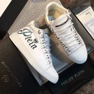 Philipp Plein Logo-Embellished White Leather Lifestyle Sneakers