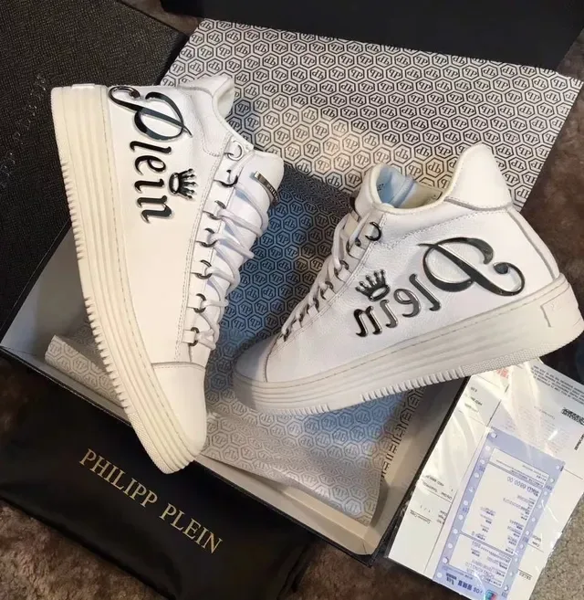 Philipp Plein Sneakers Lifestyle en Cuir Blanc avec embellissement de logo 4