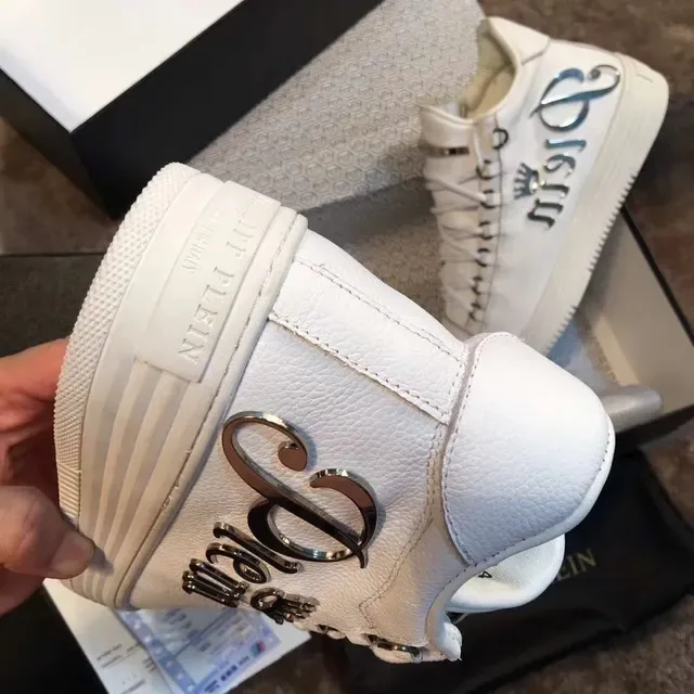 Philipp Plein Sneakers Lifestyle en Cuir Blanc avec embellissement de logo 5