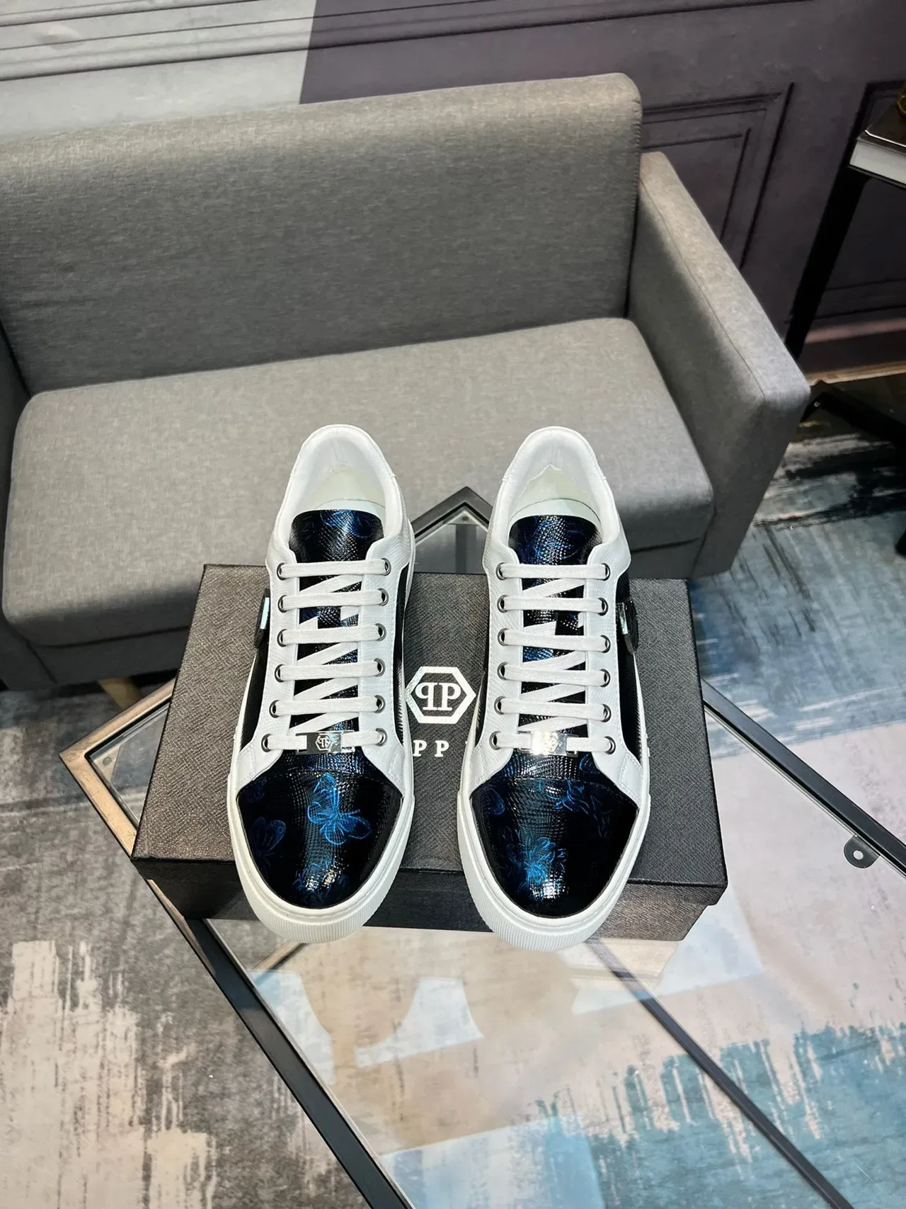 Philipp Plein Couro Impresso e Tênis Lifestyle Branco 2