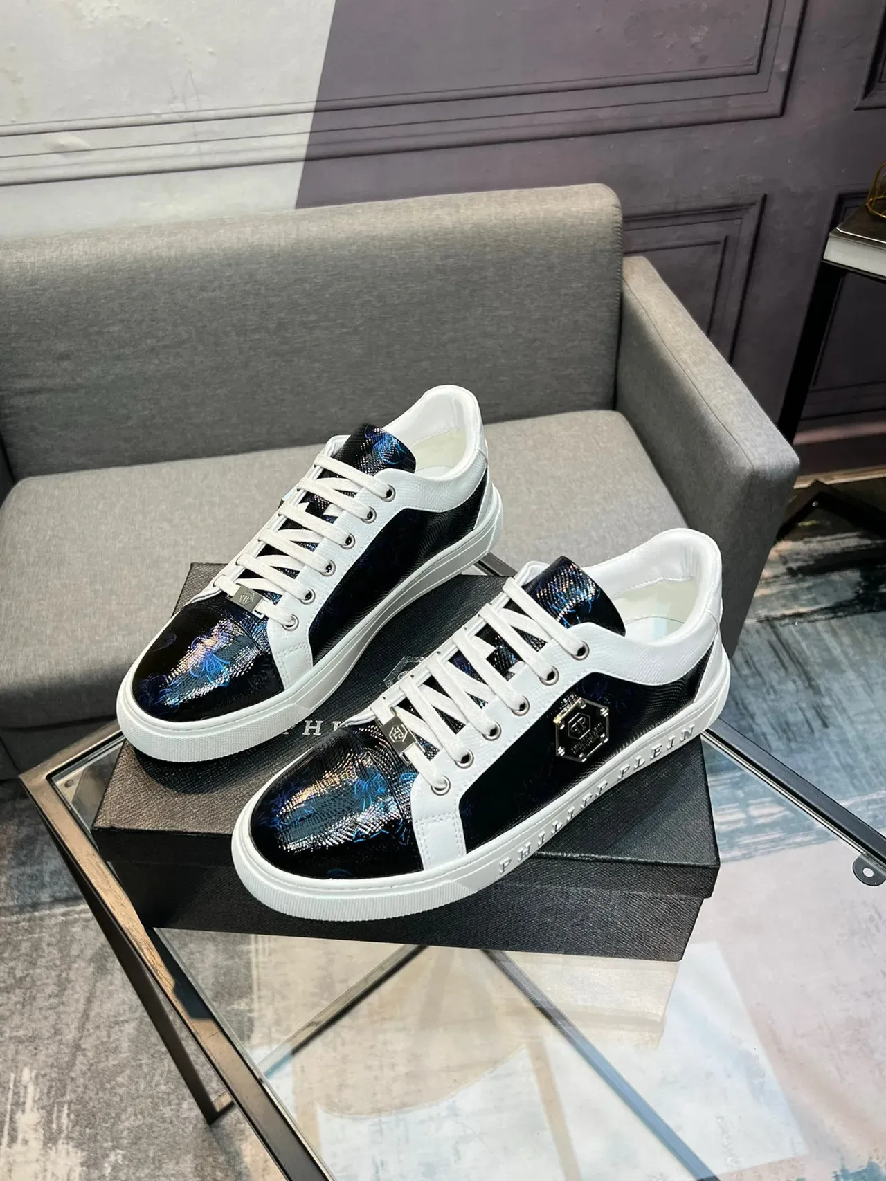 Philipp Plein Couro Impresso e Tênis Lifestyle Branco 3